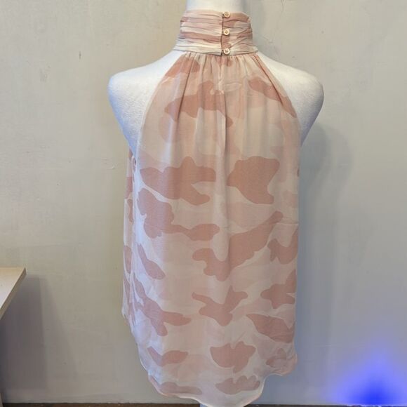 Joie Pink and Cream Patterned Silk halter top Size XS EUC - Picture 7 of 9